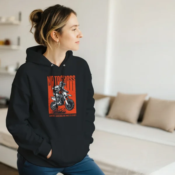 Motocross Adrenaline and Dirt Pullover Hoodie , Classic Unisex Comfort