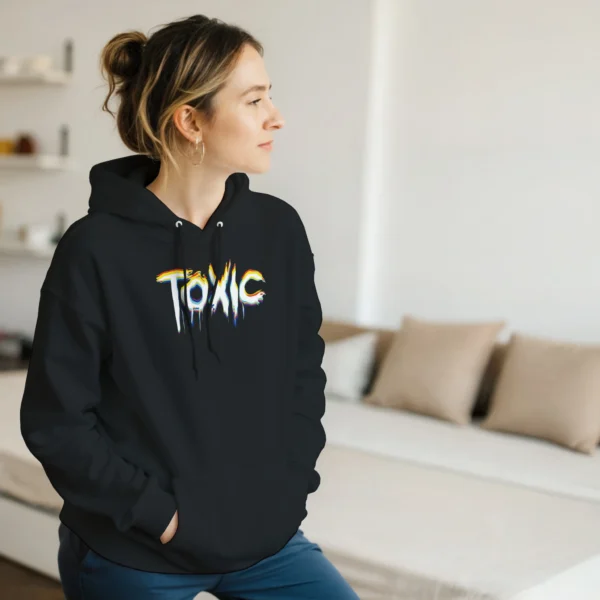 Psychedelic 'TOXIC' Drip Classic Unisex Pullover Hoodie , Vibrant Glitch Art