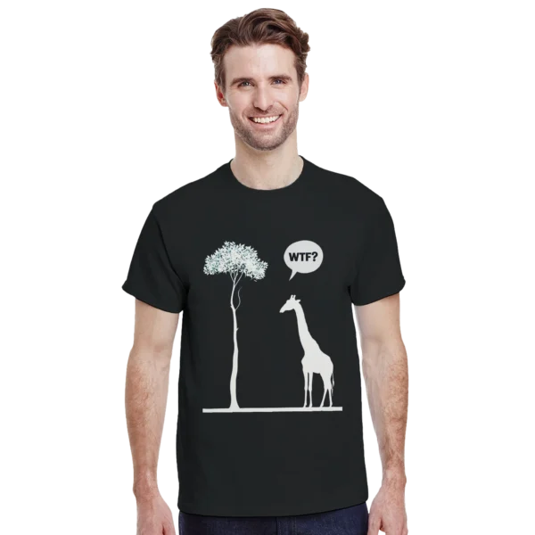 WTF?! Humorous Giraffe and Tree Heavyweight Unisex Crewneck T-shirt , Gildan 5000