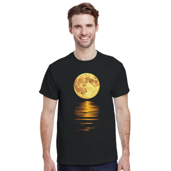 Moonlit Reflection Heavyweight Unisex Crewneck T-shirt , Gildan 5000