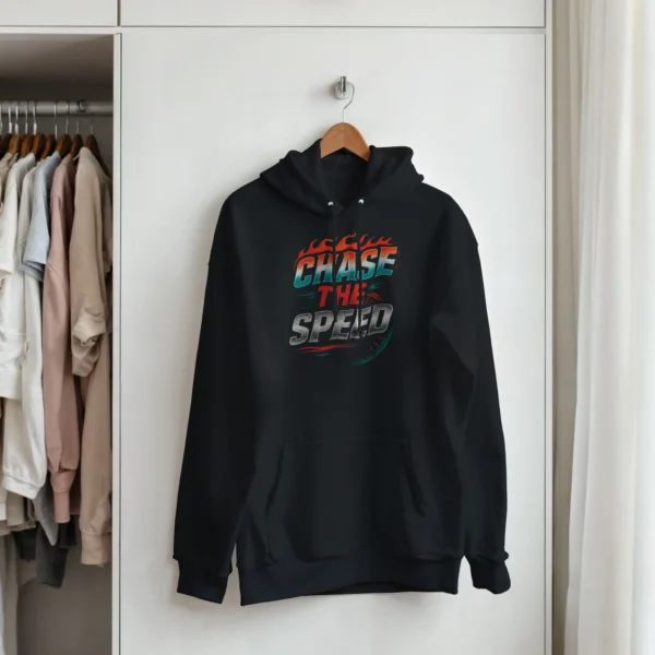 Retro 'Chase the Speed' Flame Hoodie , Classic Unisex Pullover Hooded Sweatshirt