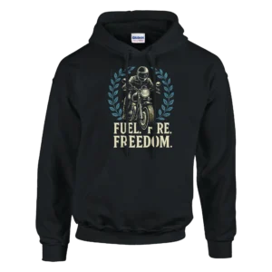 Fuel. Fire. Freedom. Motorcycle Enthusiast Unisex Hoodie , Gildan 18500