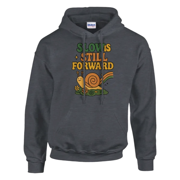 Retro 'Slow is Still Forward' Snail Hoodie , Classic Unisex Pullover Gildan 18500