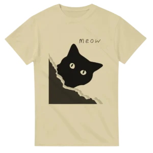 Cat Peeking - Heavyweight Unisex Crewneck T-shirt , Gildan 5000
