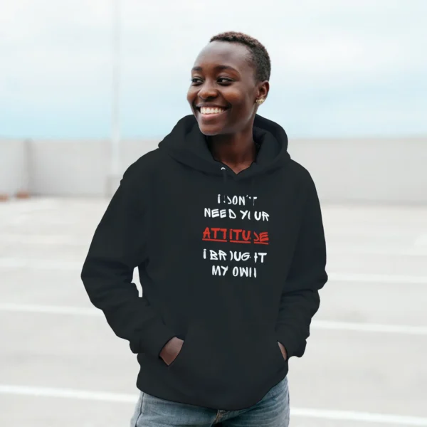 ATTITUDE - Classic Unisex Pullover Hoodie , Gildan 18500