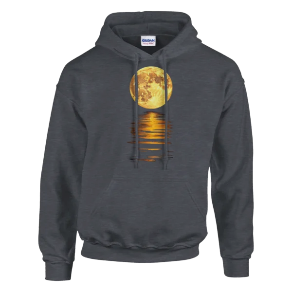 Golden Moon Reflection Hoodie , Celestial Night Sky Unisex Pullover