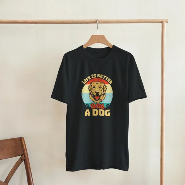 Life is Better with a Dog T-shirt , Vintage Golden Retriever Design