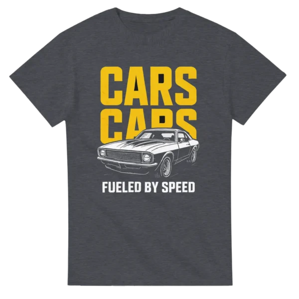 Classic Muscle Car Tee: 'Fueled by Speed' Heavyweight Unisex Crewneck T-shirt in Your Choice of Bold Hues