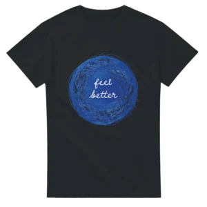 Inspiring 'Feel Better' Blue Swirl Art T-shirt , Heavyweight Unisex Crewneck Tee in Your Choice of Colors and Sizes