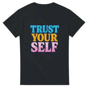 Retro 'Trust Yourself' Heavyweight Unisex Crewneck T-shirt , Empowering Graphic Tee in Your Choice of Colors