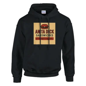 Anita Dick Sandwiches - "A Mouthful Every Time" Hoodie , Retro Fast Food Graphic Pullover