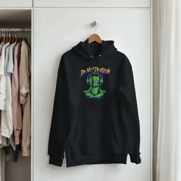 Neon Zen Cat 'Do Not Disturb' Hoodie , Retro Vibes Pullover for Ultimate Chill
