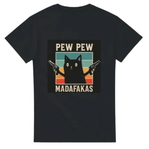 Pew Pew Madafakas Cat Lovers Funny Graphic T-shirt , Heavyweight Unisex Crewneck
