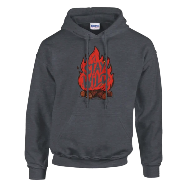 Stay Wild Campfire Hoodie , Bold Graphic Pullover for Adventurers , Classic Unisex Style