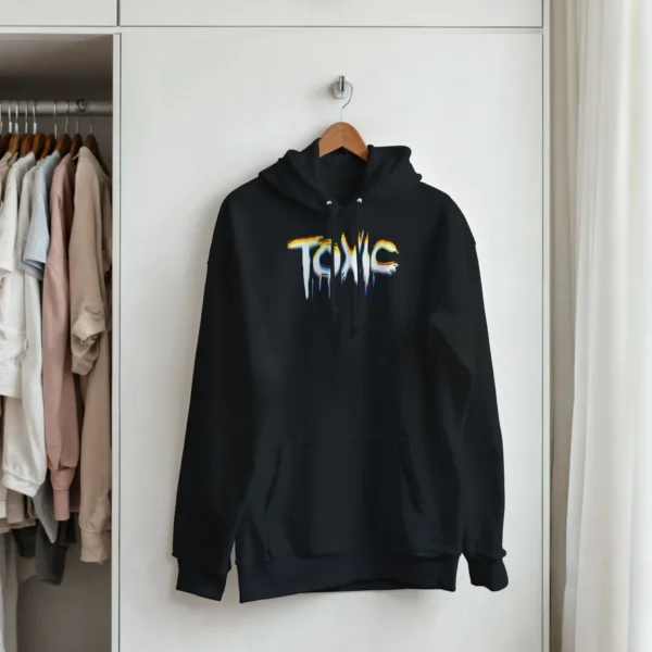 Psychedelic 'TOXIC' Drip Classic Unisex Pullover Hoodie , Vibrant Glitch Art
