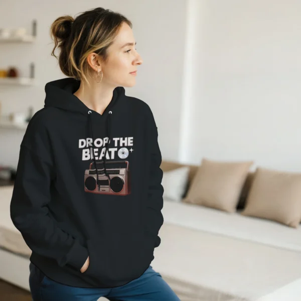 Retro Boombox 'Drop The Beat' Classic Unisex Pullover Hoodie , Gildan 18500