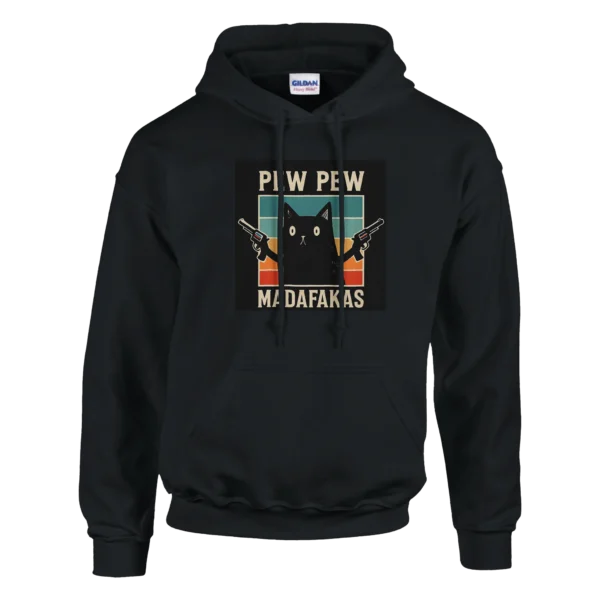 Pew Pew Madafakas Cat Pullover Hoodie , Retro Cool Cat Lover Gift