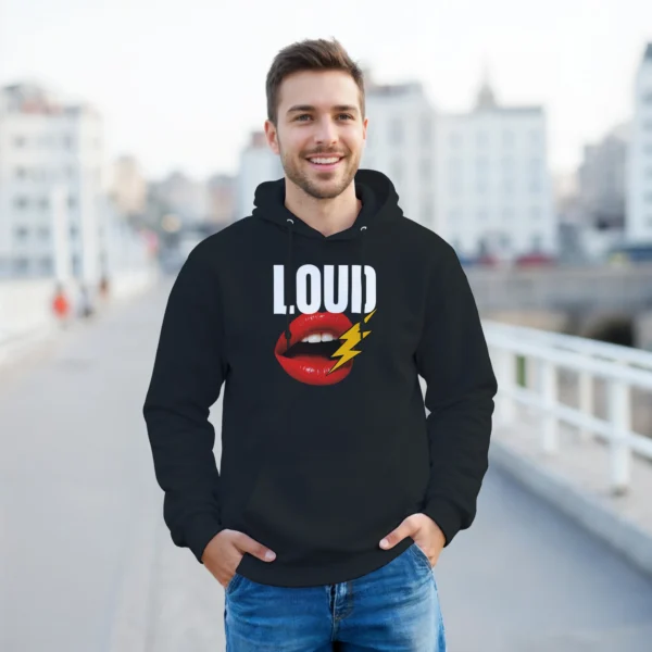 Loud and Bold Pop Art Lips Hoodie , Gildan 18500 - Make a Statement in Black or Dark Heather