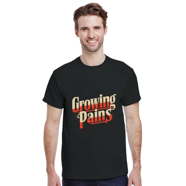 Retro 'Growing Pains' Graphic Tee , Heavyweight Unisex Crewneck T-shirt in Dark Heather or Black