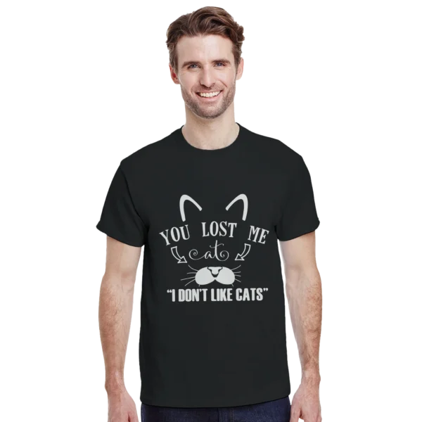 Cat Lover's Humorous Tee: "You Lost Me at I Don't Like Cats" Heavyweight Unisex Crewneck T-shirt
