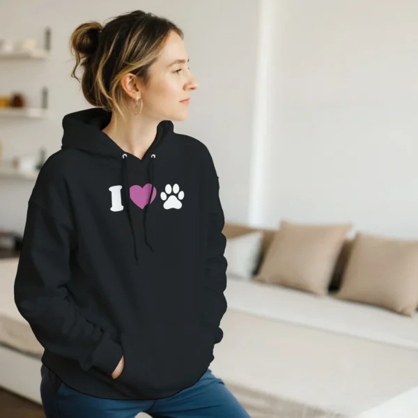 I Love My Pet Paw Print Hoodie , Show Your Furry Friend Some Love