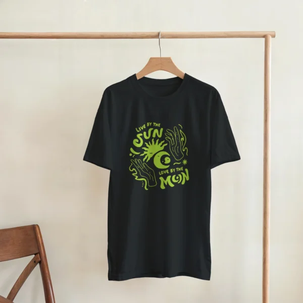 Neon 'Live by the Sun, Love by the Moon' Unisex Crewneck T-shirt , Celestial Glow Tee