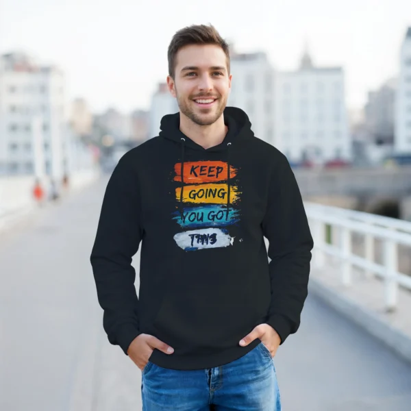 Inspiring 'Keep Going You Got This' Hoodie , Abstract Paint Strokes Design , Gildan 18500