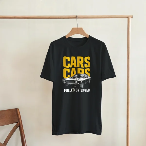 Classic Muscle Car Tee: 'Fueled by Speed' Heavyweight Unisex Crewneck T-shirt in Your Choice of Bold Hues