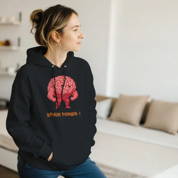 Brain Power! Motivational Strong Brain Unisex Pullover Hoodie , Gildan 18500
