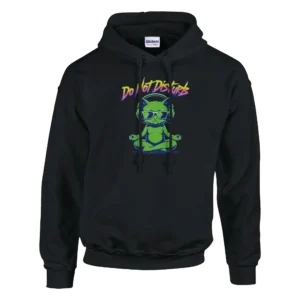 Neon Zen Cat 'Do Not Disturb' Hoodie , Retro Vibes Pullover for Ultimate Chill