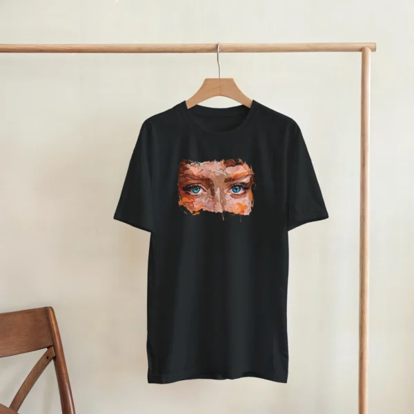 Abstract Gaze , Impasto Art Heavyweight Unisex Crewneck T-shirt in Dark Heather or Black