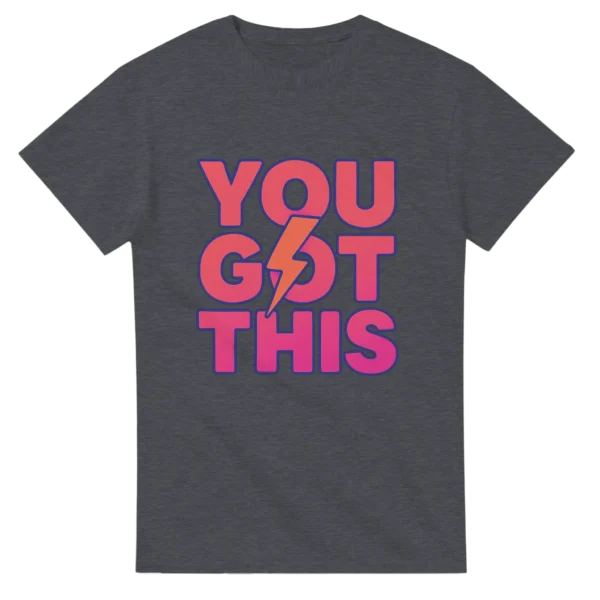 Neon 'You Got This' Motivational Unisex Crewneck T-shirt , Power Pink and Orange Bolt Graphic Tee