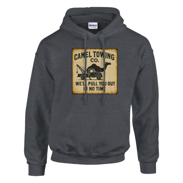 Vintage Camel Towing Co. Humor Hoodie , Classic Unisex Pullover with "We'll Pull You Out" Design