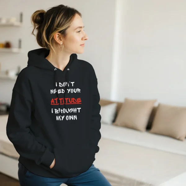 ATTITUDE - Classic Unisex Pullover Hoodie , Gildan 18500