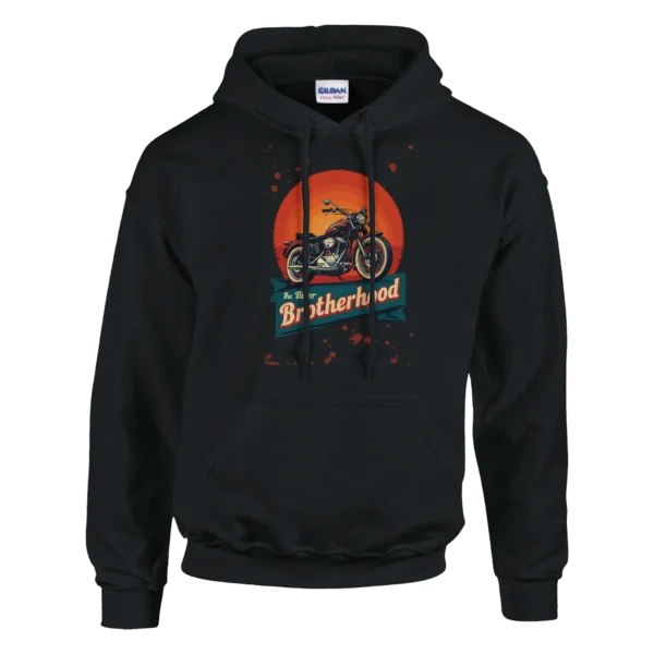 The Biker Brotherhood Vintage Motorcycle Classic Unisex Pullover Hoodie , Gildan 18500