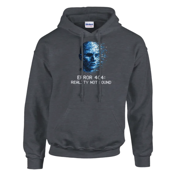 Error 404: Reality Not Found Glitch Art Hoodie , Cyberpunk Pixelated Face Pullover