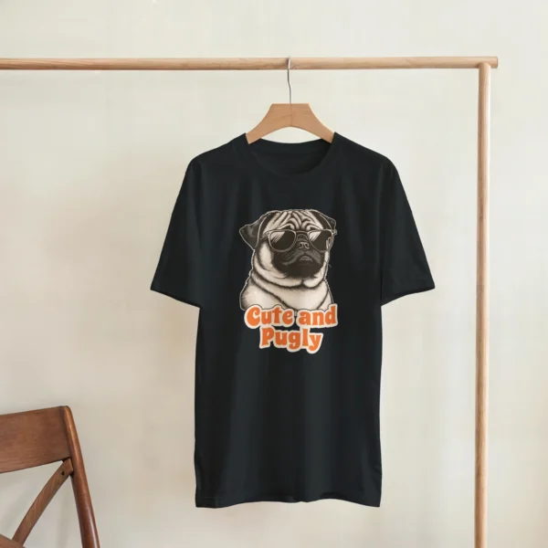 Cute and Pugly Pup Graphic Tee , Heavyweight Unisex Crewneck T-shirt in Your Choice of Stylish Colors