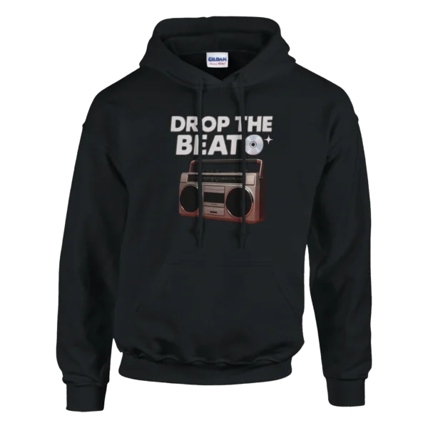 Retro Boombox 'Drop The Beat' Classic Unisex Pullover Hoodie , Gildan 18500