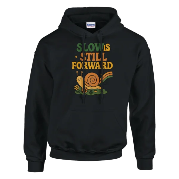 Retro 'Slow is Still Forward' Snail Hoodie , Classic Unisex Pullover Gildan 18500