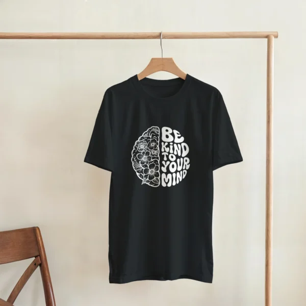 Mindful Blooms: 'Be Kind To Your Mind' Floral Brain Heavyweight Unisex Crewneck T-shirt , Gildan 5000