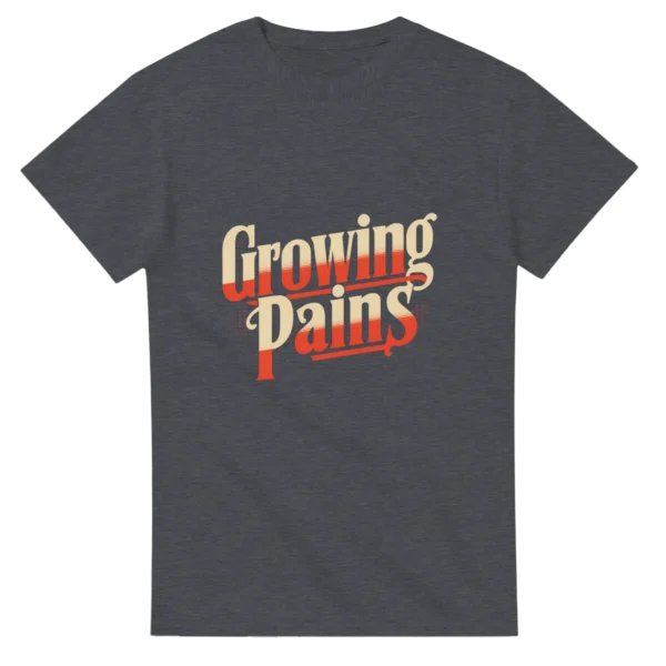 Retro 'Growing Pains' Graphic Tee , Heavyweight Unisex Crewneck T-shirt in Dark Heather or Black